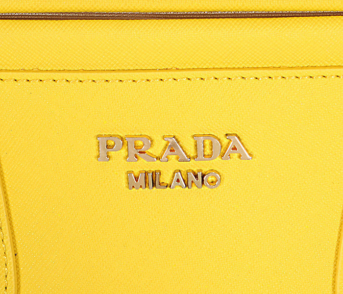 2014 Prada saffiano cuir leather tote bag BN2549 lemonyellow